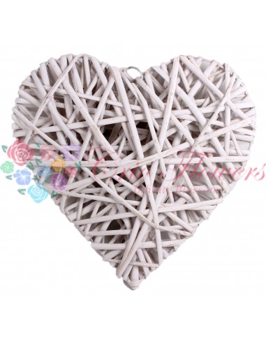 Painted White Rattan Heart
